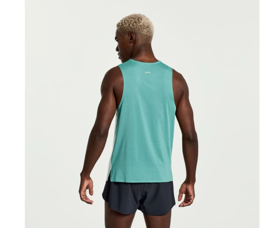 Saucony Men's Pinnacle Sleeveless Shirt in Mineral - Lightweight Performance Top