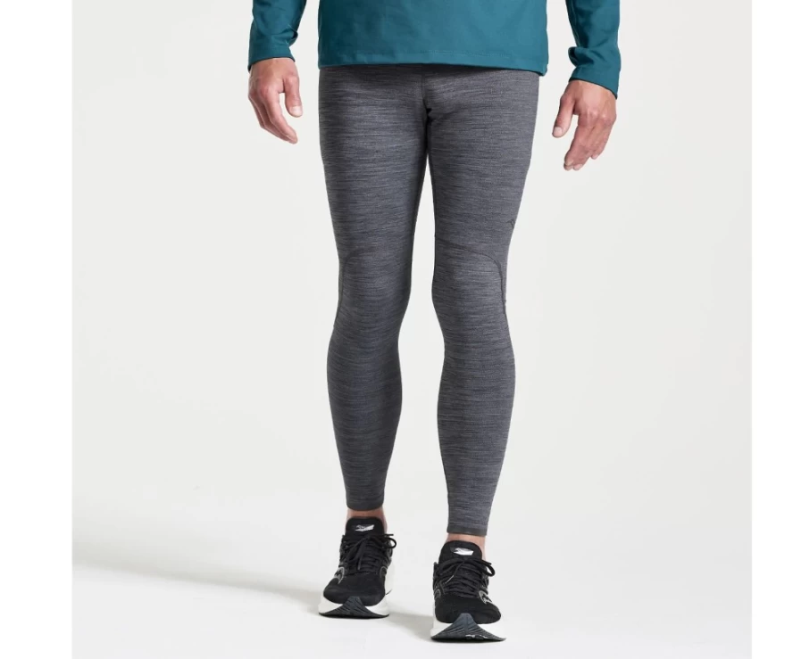 Saucony Men's Solstice Tight - Black Heather Running Tights for Men