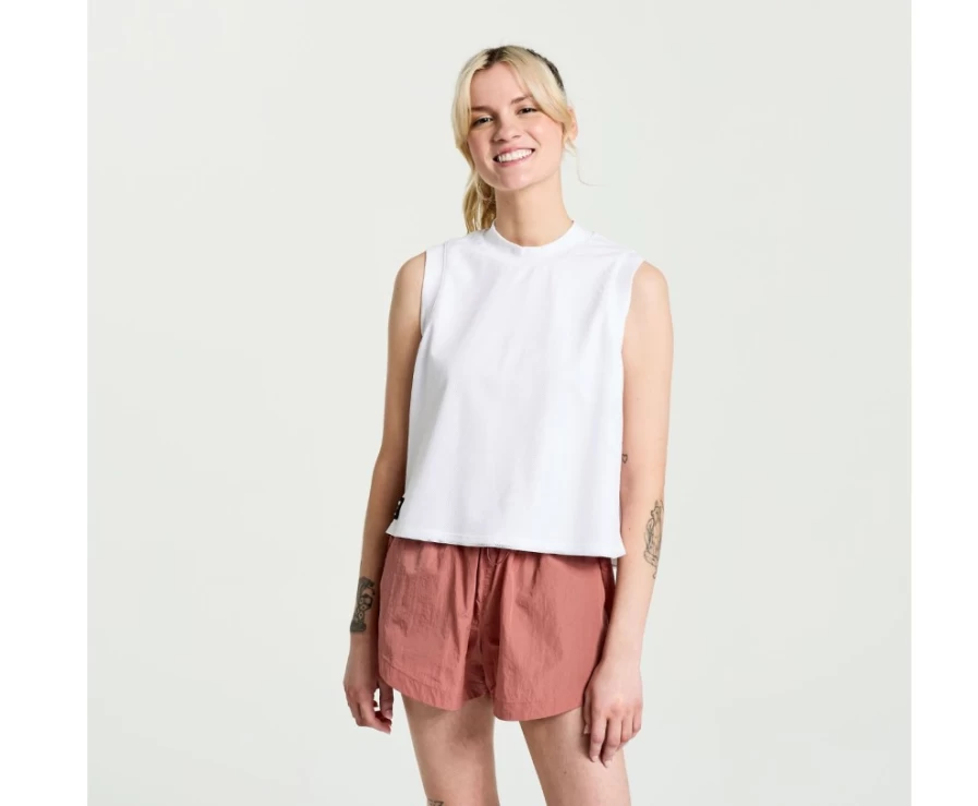 Saucony Women's Unwind Sleeveless White Athletic Top