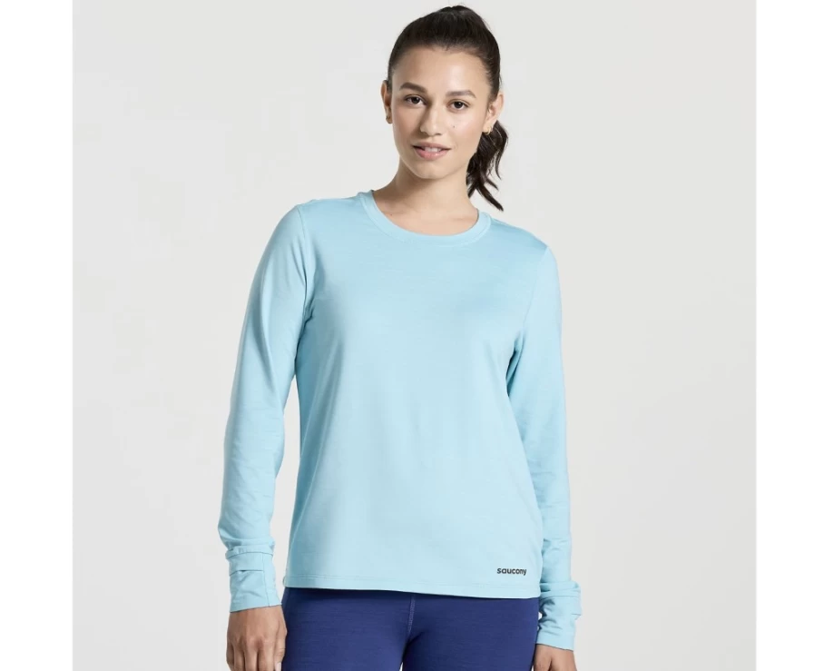 Saucony Women's Rainfall Heather Boulder Baselayer Top - Lightweight & Moisture-Wicking