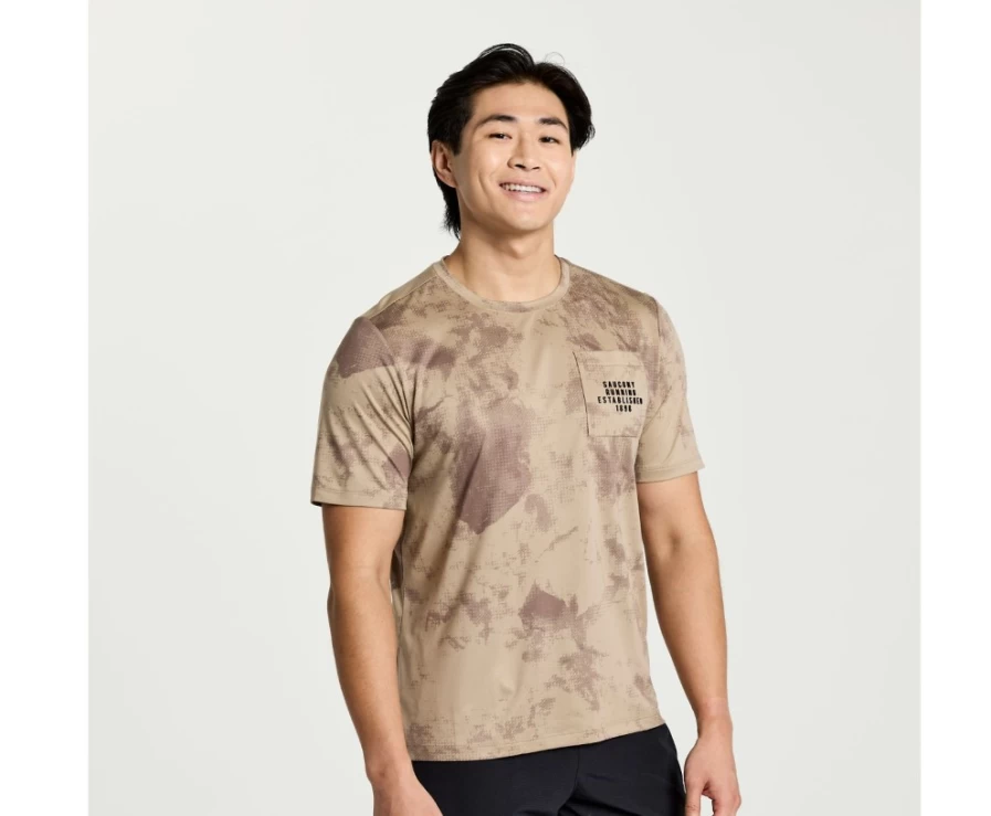 Saucony Men's Explorer Short Sleeve T-Shirt - Pewter Tie-Dye Print