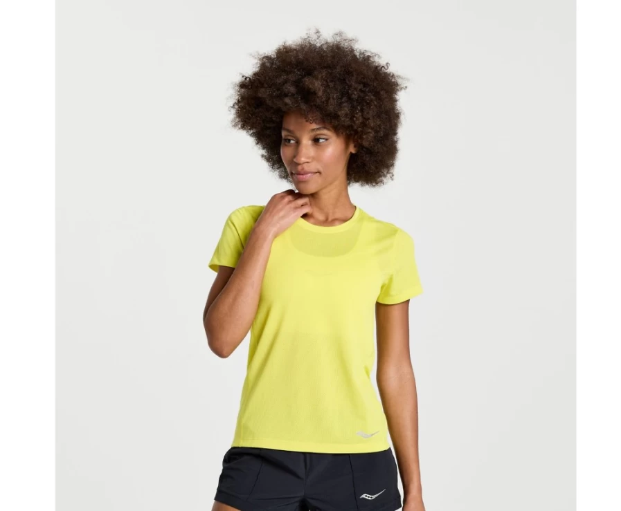 Saucony Women's Citron Performance Short Sleeve Running Shirt with Stopwatch Feature