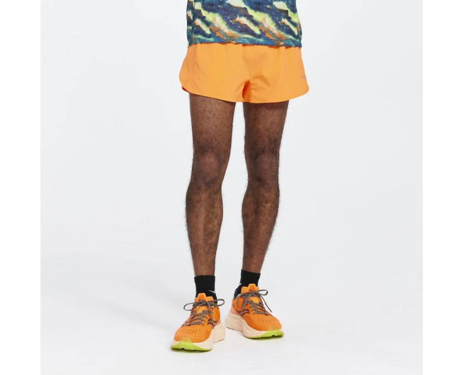 Saucony Men's Outpace 2.5" Split Short in Viziorange - Lightweight Running Shorts