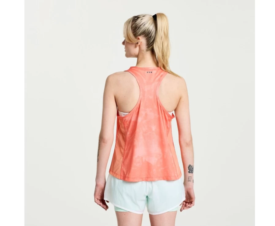 Saucony Women's Elevate Tank Top in Zenith Tie-Dye Print - Lightweight Running & Workout Shirt