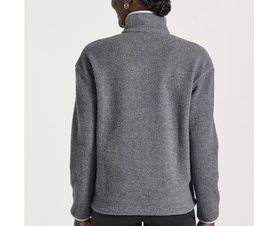 Saucony Women's Black Heather Sherpa 1/4 Zip Pullover Fleece Jacket