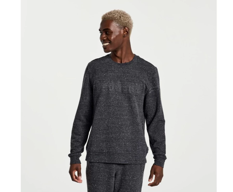 Saucony Men's Rested Crewneck Sweatshirt - Black Heather Graphic Pullover