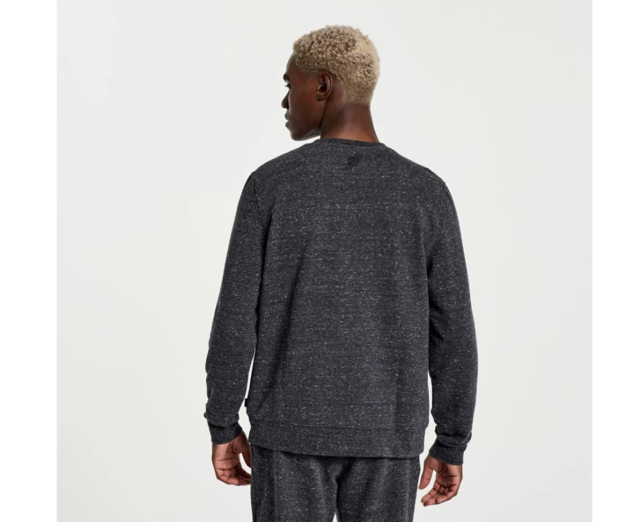 Saucony Men's Rested Crewneck Sweatshirt - Black Heather Graphic Pullover