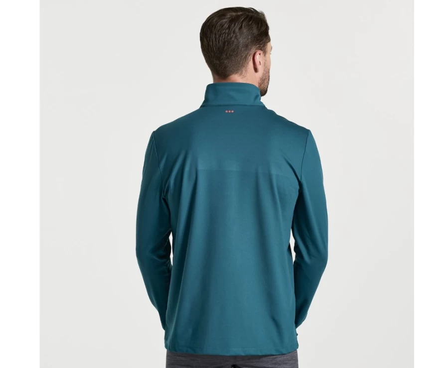 Saucony Men's Solstice 1/4 Zip Pullover - Lagoon Color Lightweight Running Top