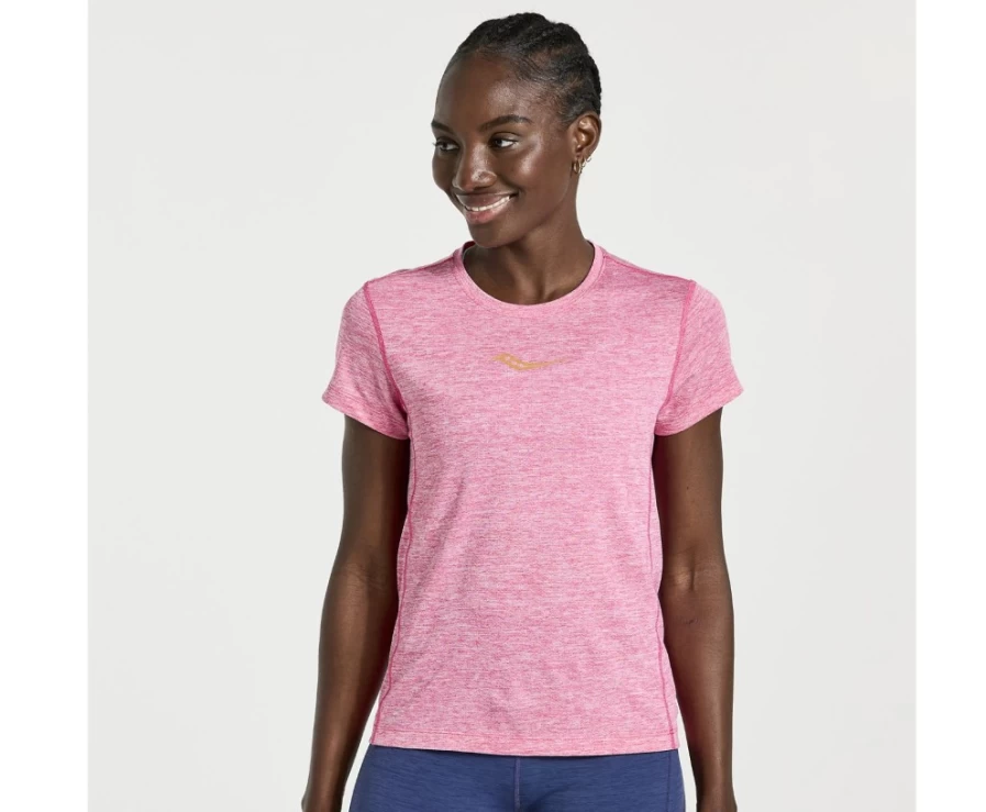 Saucony Women's Flame Quartz Heather Short Sleeve Running Top