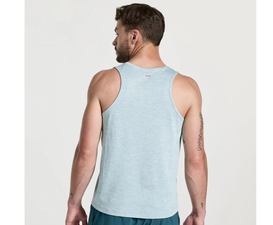 Saucony Men's Rainfall Heather Performance Running Singlet with Stopwatch Feature