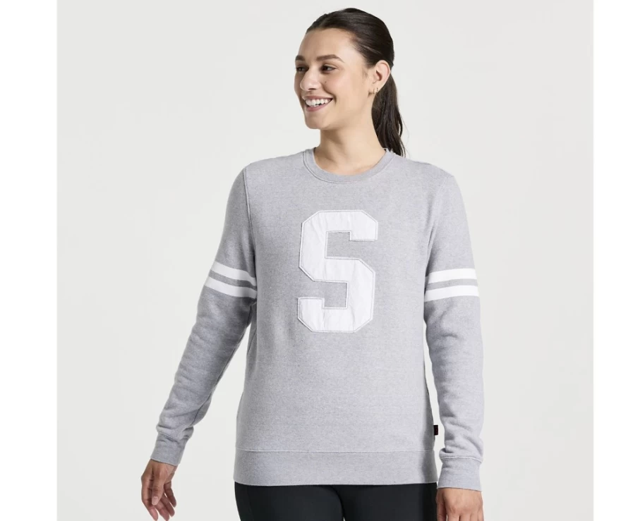 Saucony Women's Light Grey Heather Rested Crewneck Sweatshirt