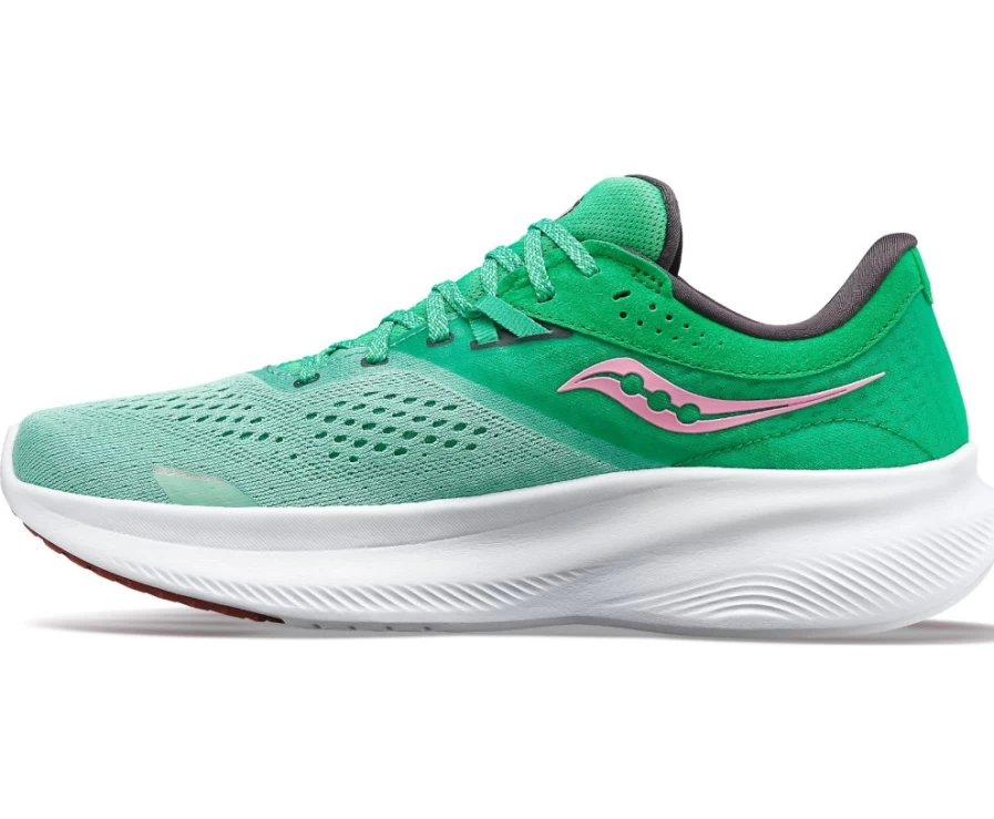 Saucony Women's Ride 16 Wide Running Shoes in Sprig Green - Comfortable Athletic Sneakers for Women