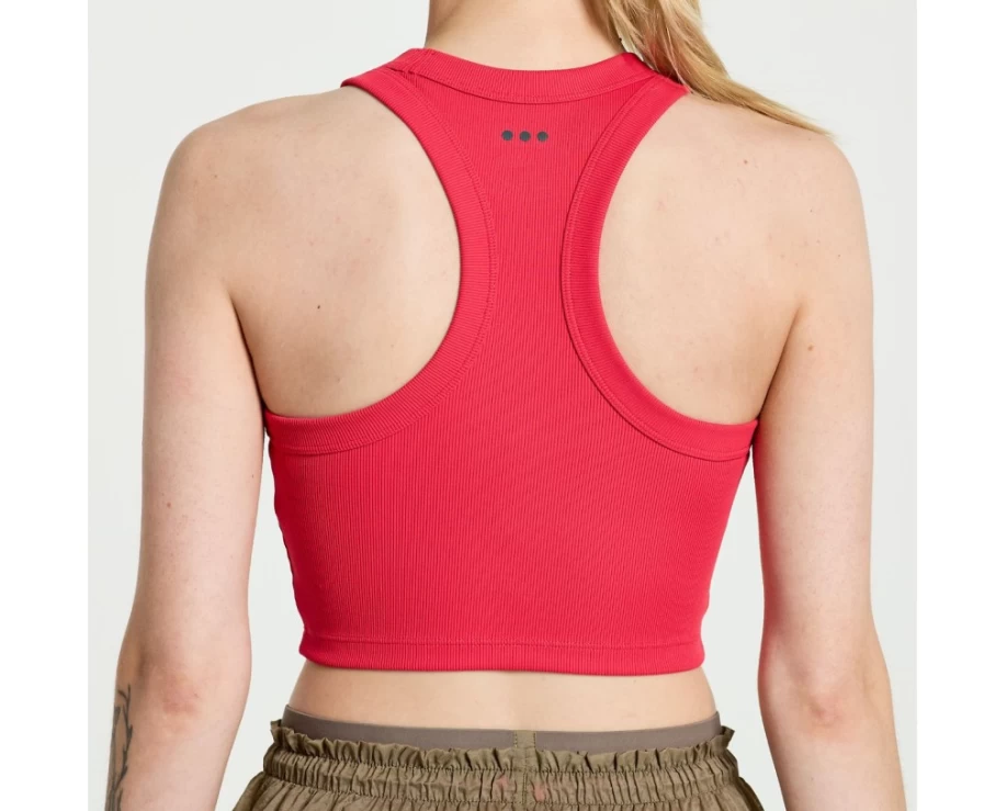 Saucony Women's Elevate Crop Top in Rose - Lightweight Workout Shirt for Running & Fitness