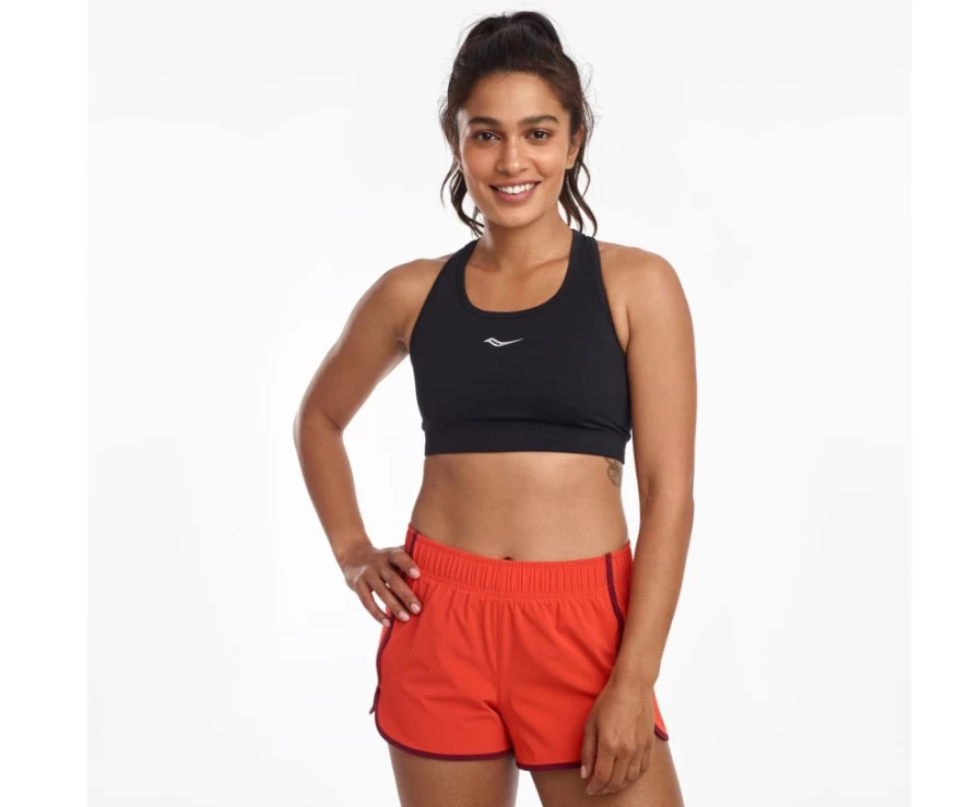 Saucony Women's Black Skyrocket Sports Bra for High-Impact Workouts