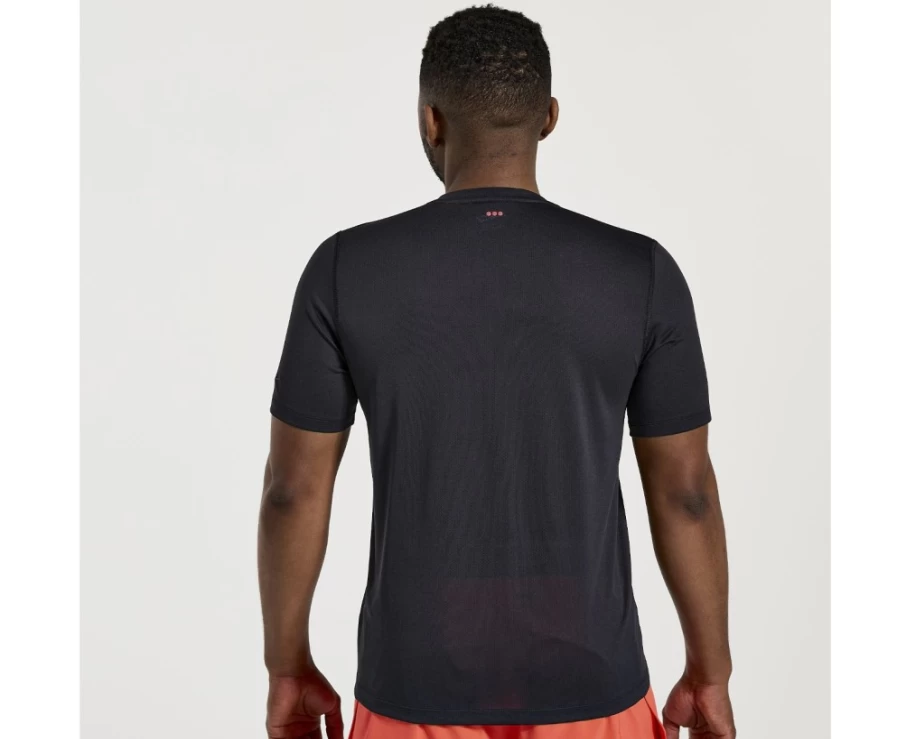 Saucony Men's Black Graphic Stopwatch Print Short Sleeve T-Shirt