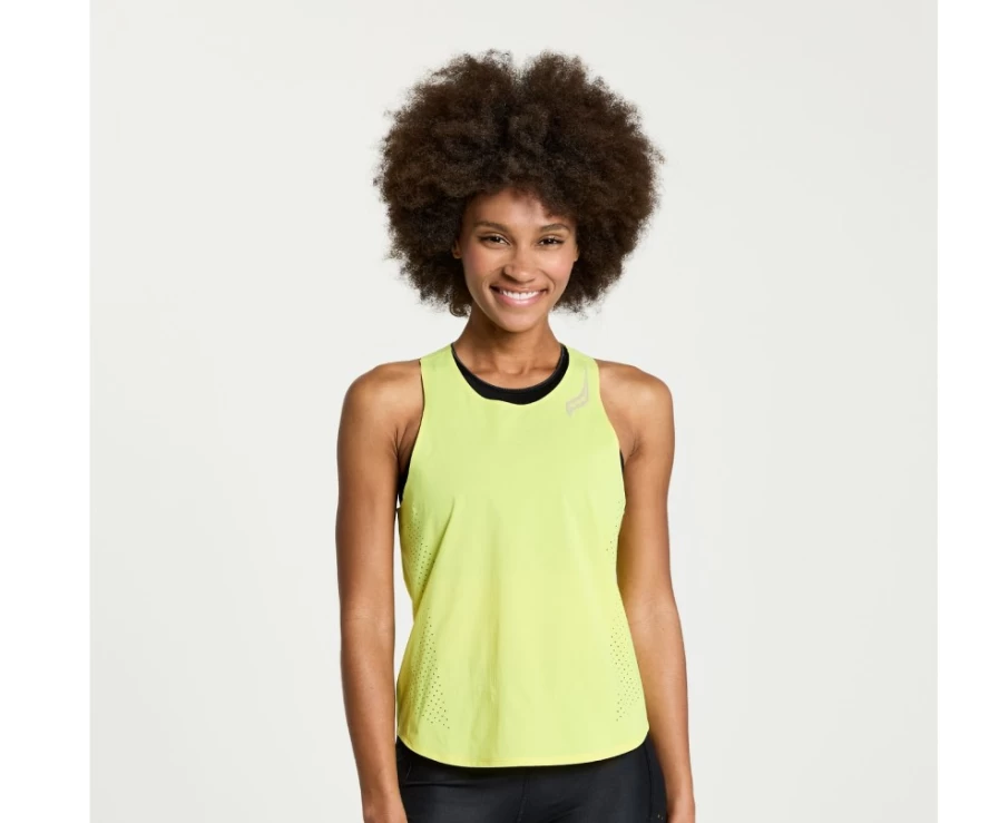 Saucony Women's Pinnacle Tank Top in Citron - Lightweight Running Shirt for Women