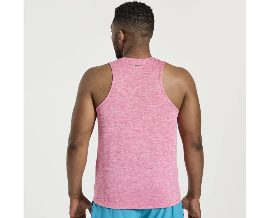 Saucony Men's Flame Quartz Heather Performance Running Singlet - Lightweight Athletic Stopwatch Tank Top