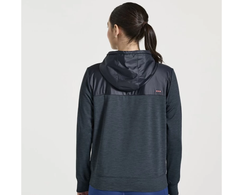 Saucony Women's Solstice Zip Hoody - Black Heather Full-Zip Running Jacket