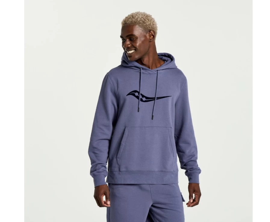 Saucony Men's Rested Hoodie in Horizon Heather Graphic - Comfortable Pullover Sweatshirt