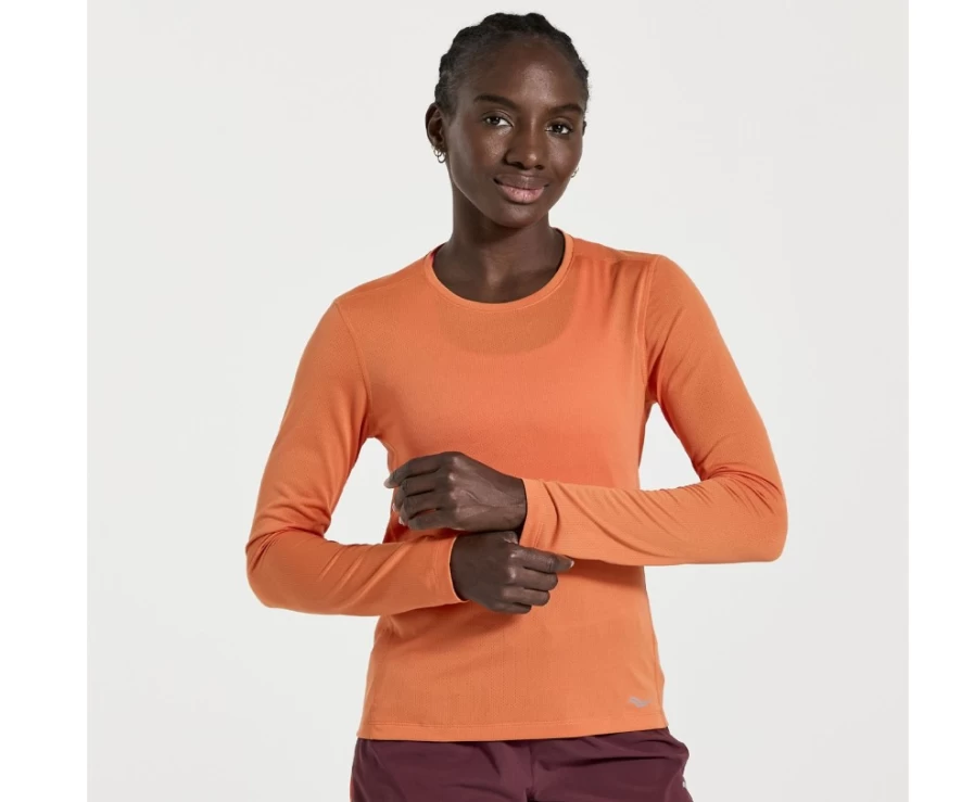 Saucony Women's Ember Long Sleeve Running Top with Stopwatch Feature