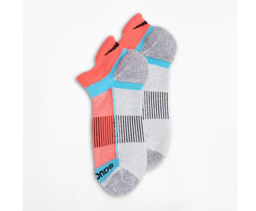 Saucony Inferno No Show Tab 3-Pack Socks - Grey Heather, Unisex Athletic Performance Socks
