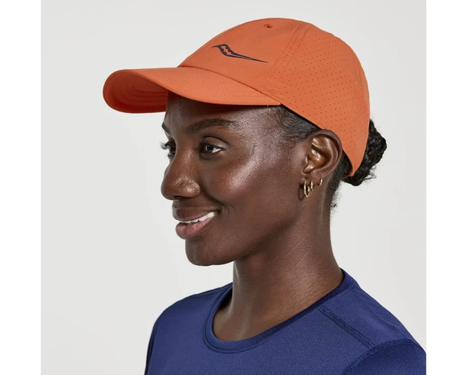 Saucony Unisex Outpace Petite Hat in Ember - Lightweight Running Cap
