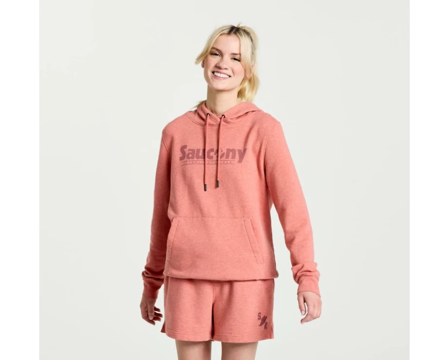 Saucony Women's Soot Heather Graphic Rested Hoodie - Comfortable Pullover Sweatshirt
