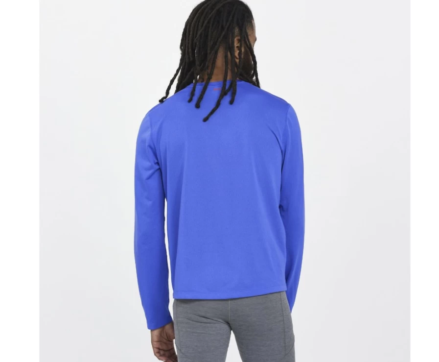Saucony Men's Blue Raz Long Sleeve Stopwatch Performance Shirt
