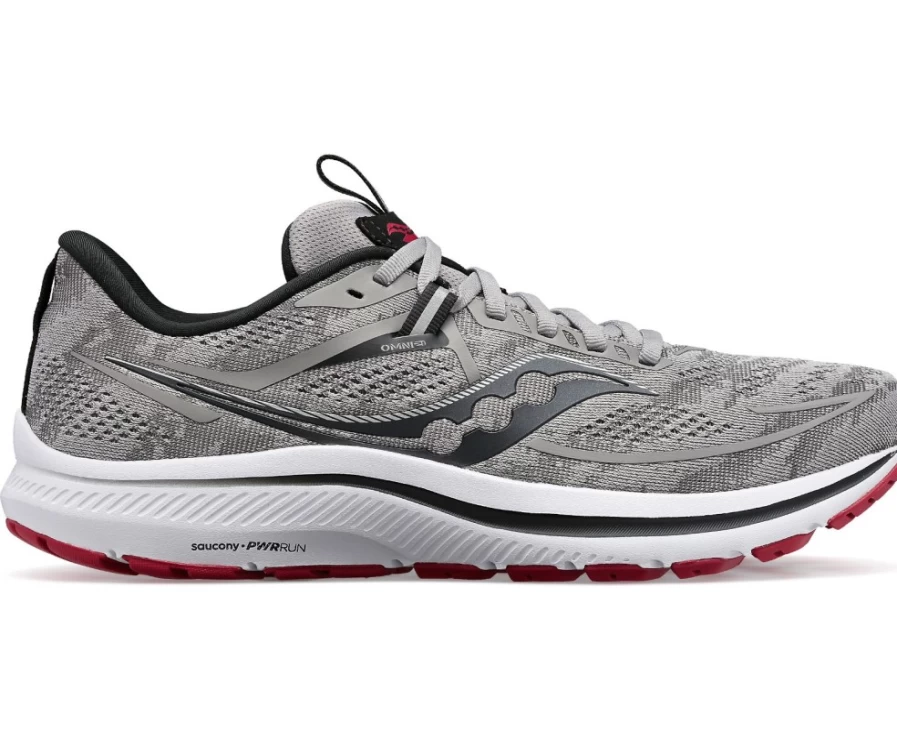 Saucony Men's Omni 21 Wide Running Shoes in Alloy - Stability & Cushion for Men