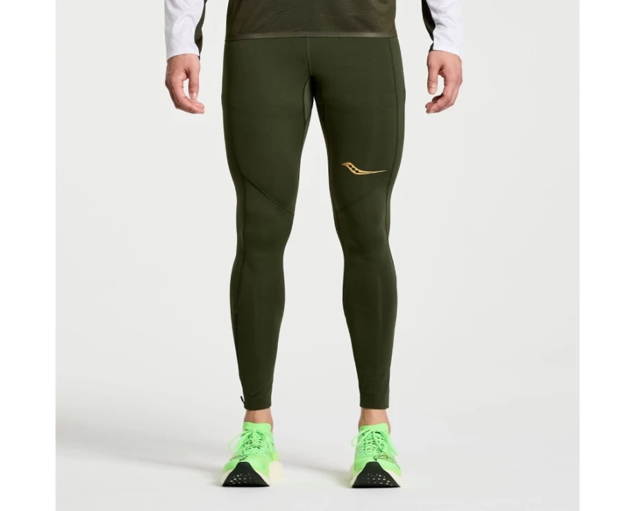 Saucony Men's Elite Tight Running Pants - Umbra Color for High-Performance Workouts