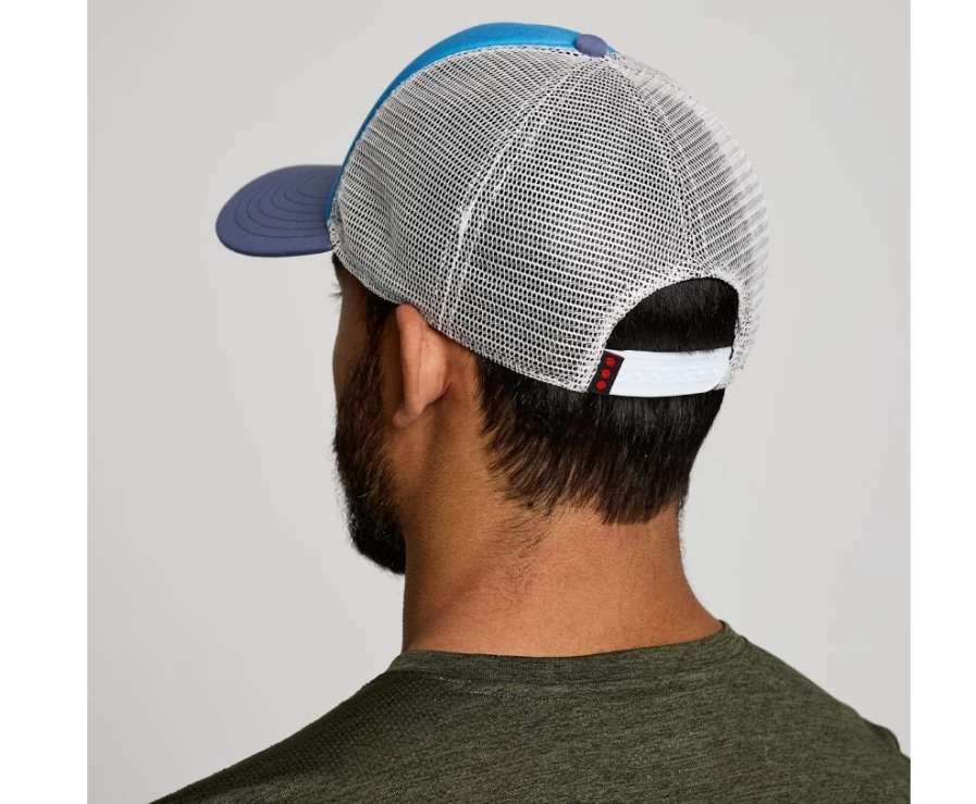 Saucony Unisex Foamie Trucker Hat - Azure Graphic Design, Adjustable Snapback Cap for Men & Women