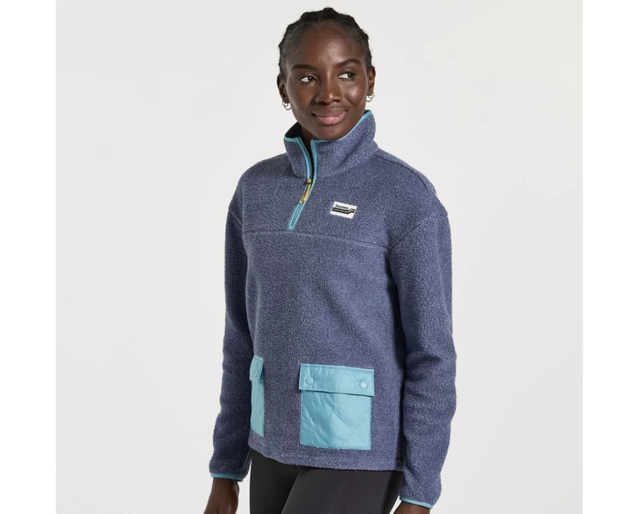 Saucony Women's Sodalite Heather Sherpa 1/4 Zip Pullover Fleece Jacket
