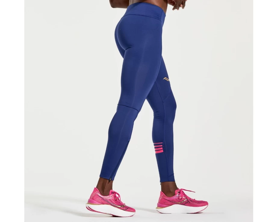 Saucony Women's Elite Tight Running Pants in Sodalite - High-Performance Workout Leggings for Women