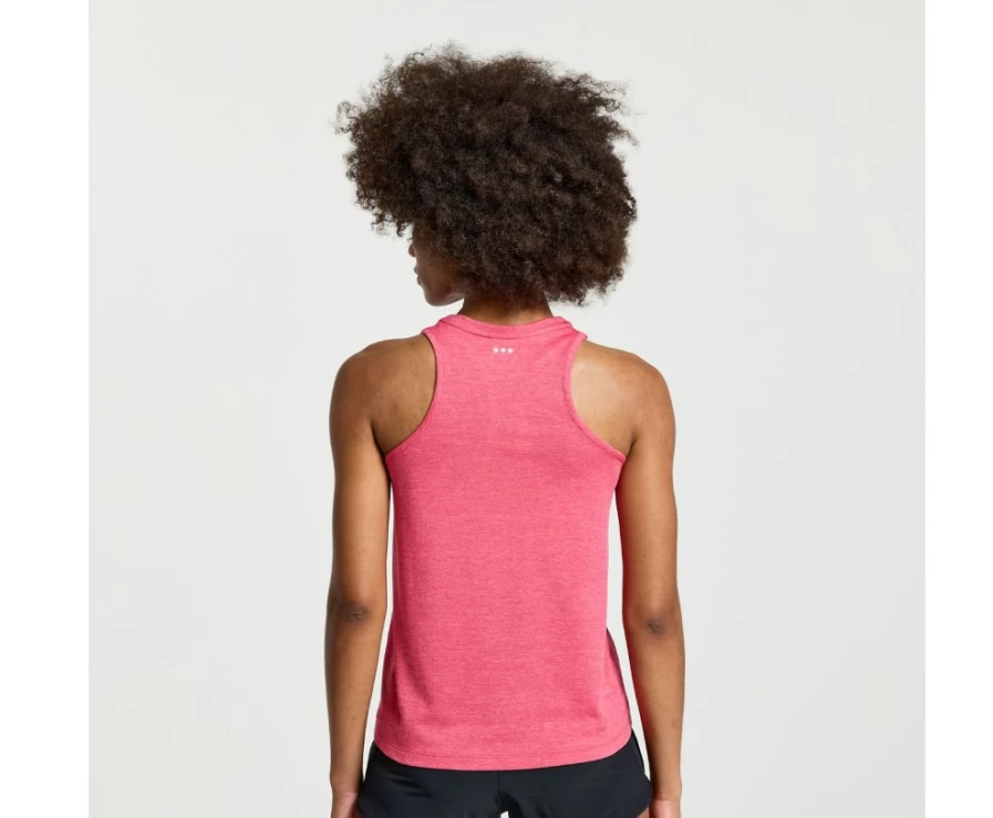 Saucony Women's Rose Heather Performance Running Singlet with Stopwatch Feature