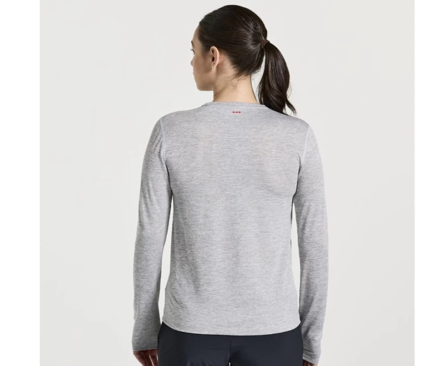 Saucony Women's Light Grey Heather Long Sleeve Stopwatch Running Top