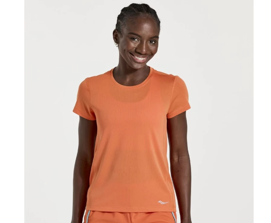 Saucony Women's Ember Short Sleeve Running Shirt with Stopwatch Feature