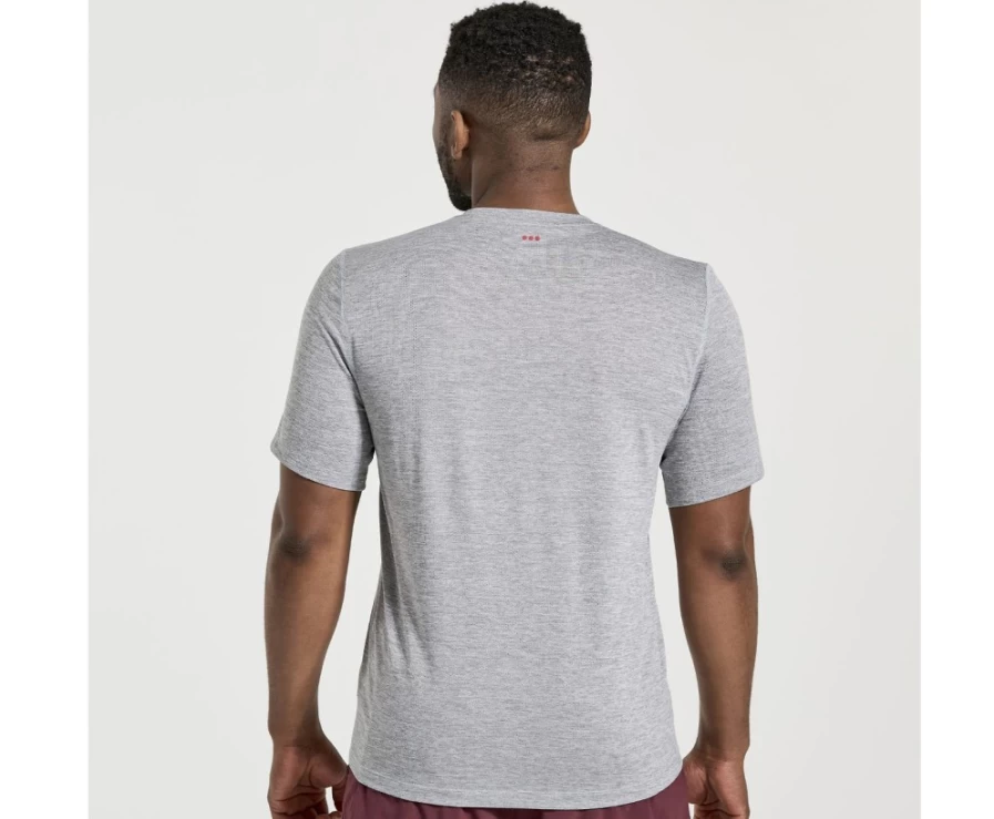 Saucony Men's Light Grey Heather Short Sleeve Performance Stopwatch Shirt