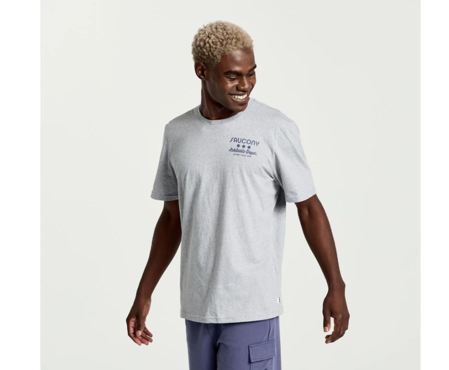 Saucony Men's Light Grey Heather Graphic Rested T-Shirt - Comfortable Casual Tee