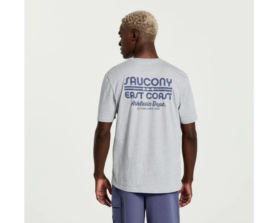 Saucony Men's Light Grey Heather Graphic Rested T-Shirt - Comfortable Casual Tee