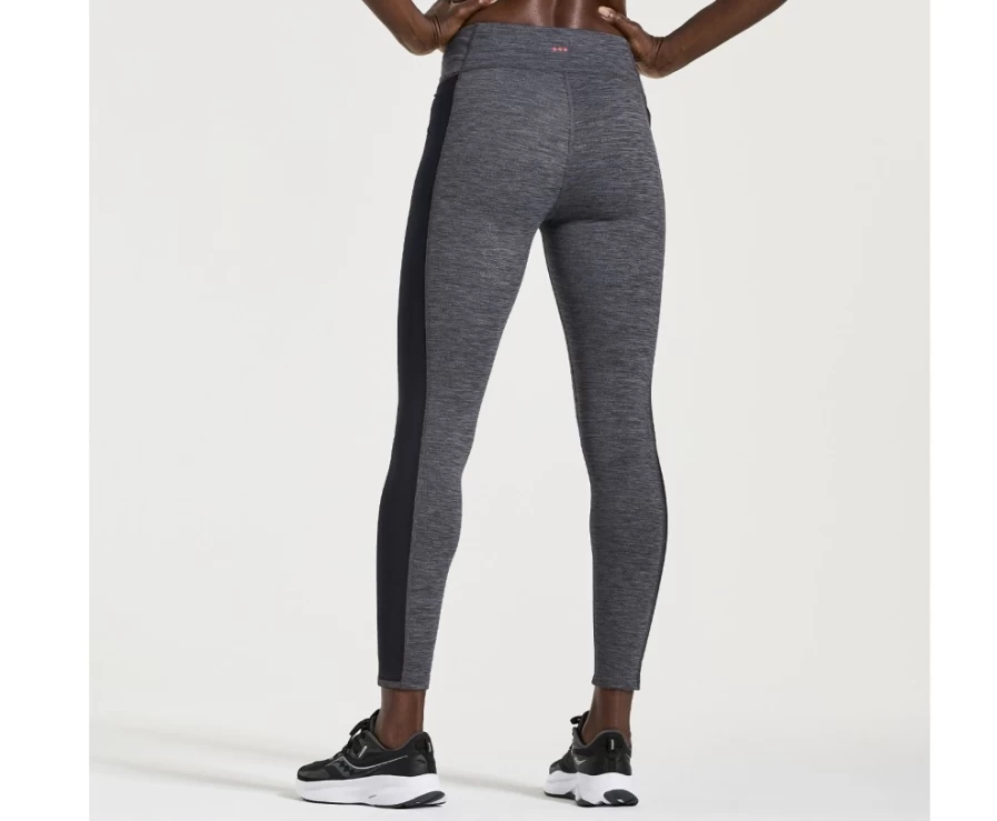 Saucony Women's Solstice Tight - Black Heather Running Pants for Women