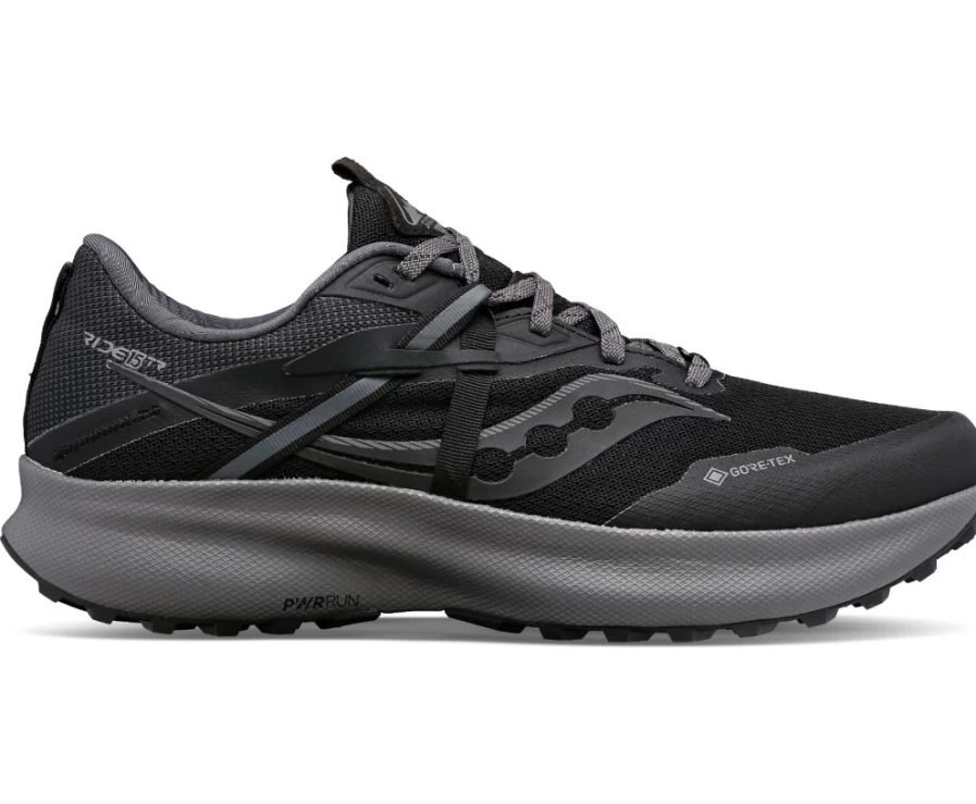 Saucony Men's Ride 15 TR GTX Trail Running Shoes - Black Waterproof Hiking Sneakers