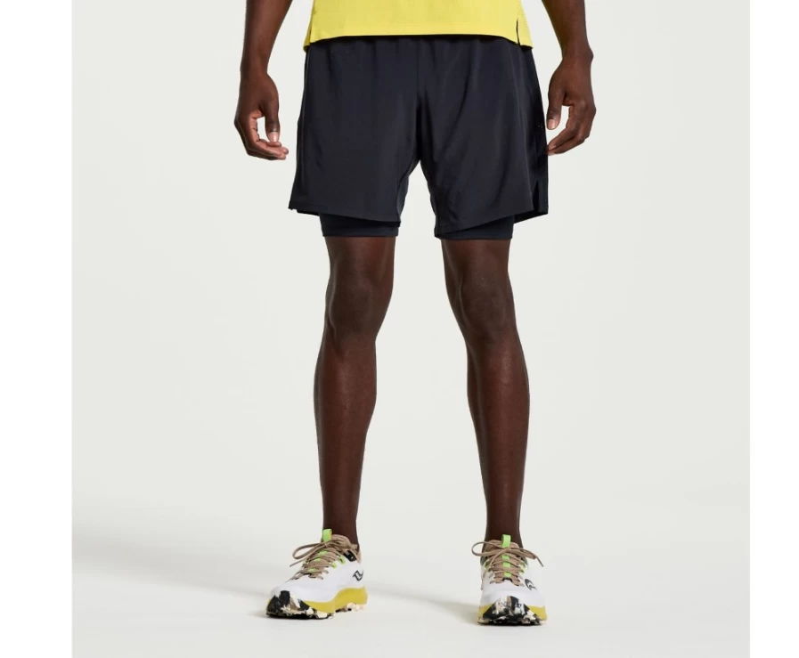 Saucony Men's Outpace 7" 2-in-1 Running Shorts - Black