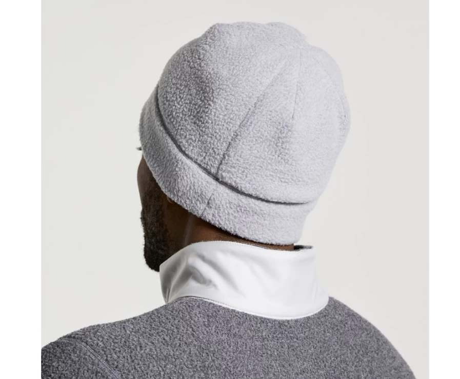 Saucony Women's Light Grey Heather Sherpa Beanie - Cozy Winter Hat