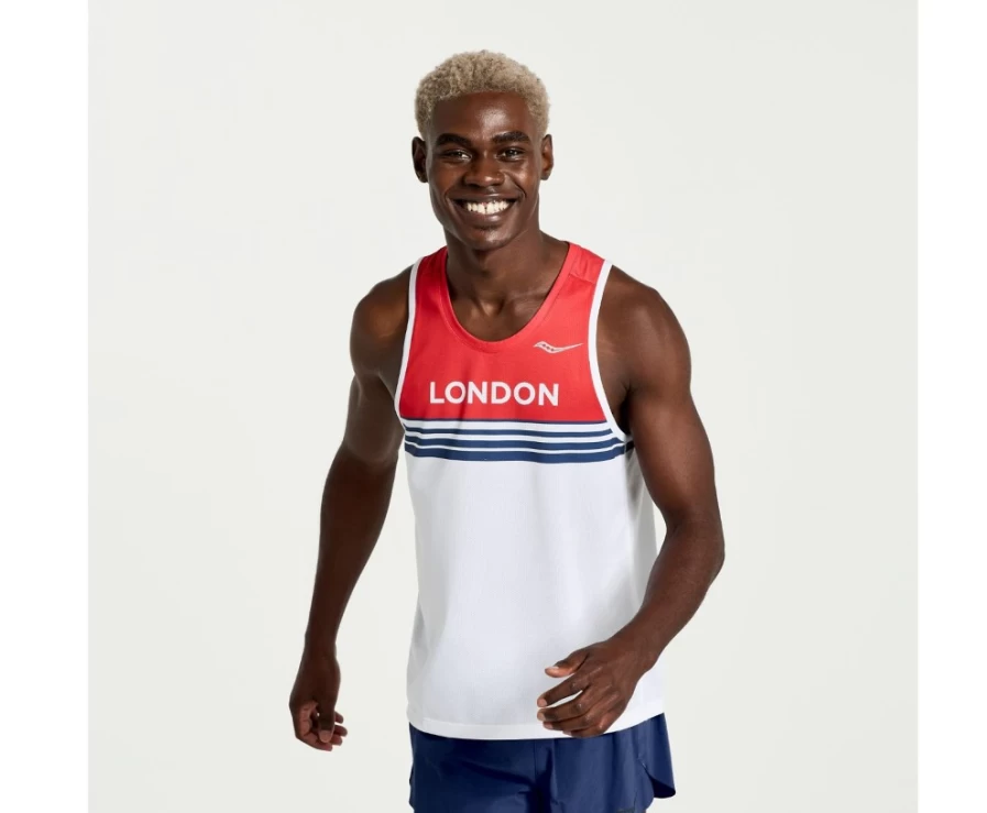 Saucony Men's London 2023 Performance Singlet - Running Stopwatch Top