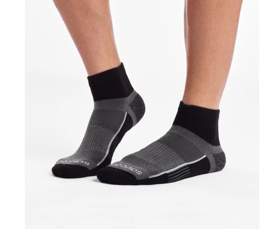 Saucony Inferno Quarter 3-Pack Unisex Socks - Black