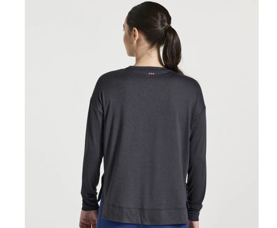 Saucony Women's Black Heather Sunday Layer Top - Lightweight Comfortable Casual Shirt