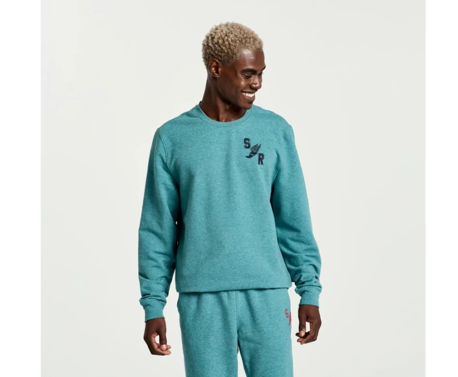 Saucony Men's Rested Crewneck Sweatshirt - North Atlantic Heather Graphic