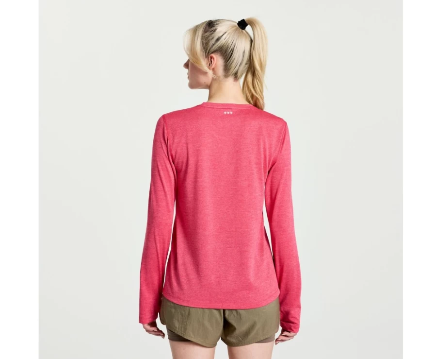 Saucony Women's Rose Heather Performance Long Sleeve Stopwatch Running Top