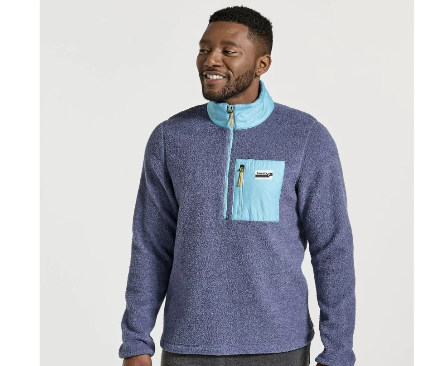 Saucony Men's Sodalite Heather Sherpa 1/4 Zip Pullover Fleece Jacket