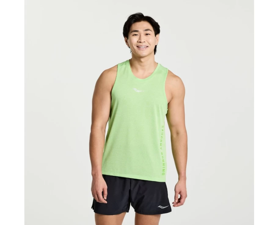 Saucony Men's Invader Heather Graphic Stopwatch Performance Singlet